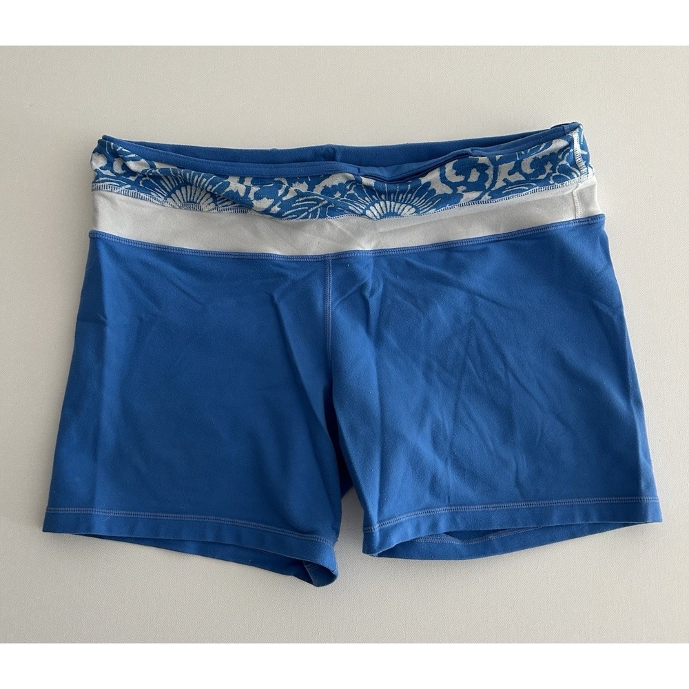 Lululemon Run For Your Life Crop Leggings Blue w/ Patterned Waistband – Size 10